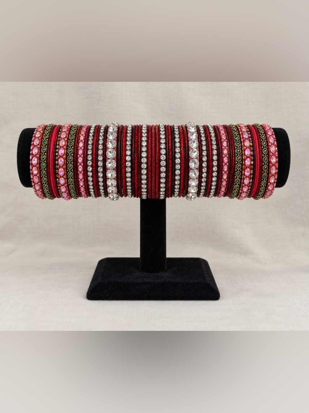 Brand new Red and Pink Crystal-Embellished bracelet Stack